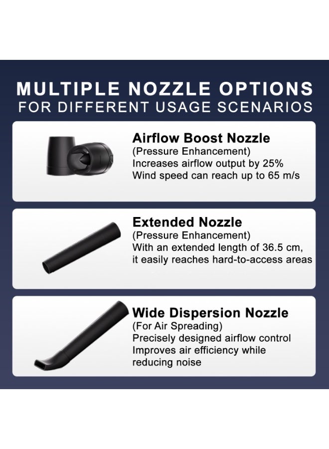 بوستر منفاخ توربيني عالي السرعة، قوة دفع 1400 غرام، محرك بدون فرش، قناة تهوية 64 مم، إضاءة LED، بطارية قابلة للشحن 4000 مللي أمبير، منفاخ هواء متعدد الفوهات للتنظيف والتجفيف ودعم الاحتراق - Image 3